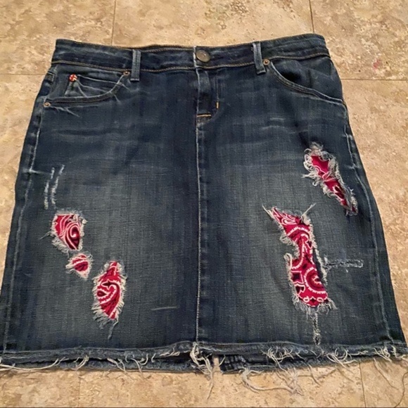 Hudson Denim Distressed Skirt Bandana size 28 - Picture 1 of 13